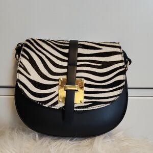 Zebra Print Black Crossbody Bag